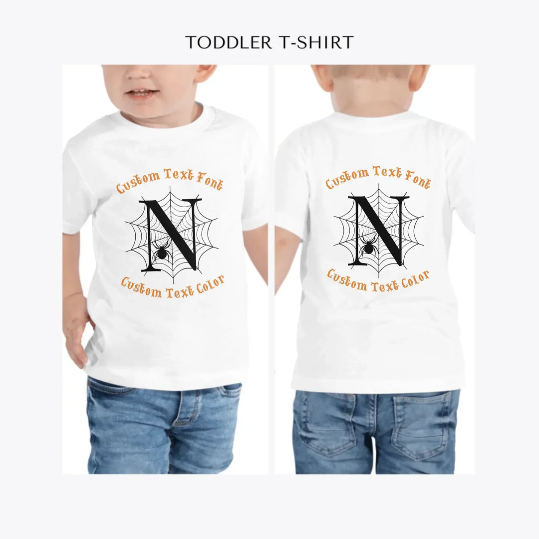 Spider-Web-Initial-personalized-toddler-t-shirt-artfulane