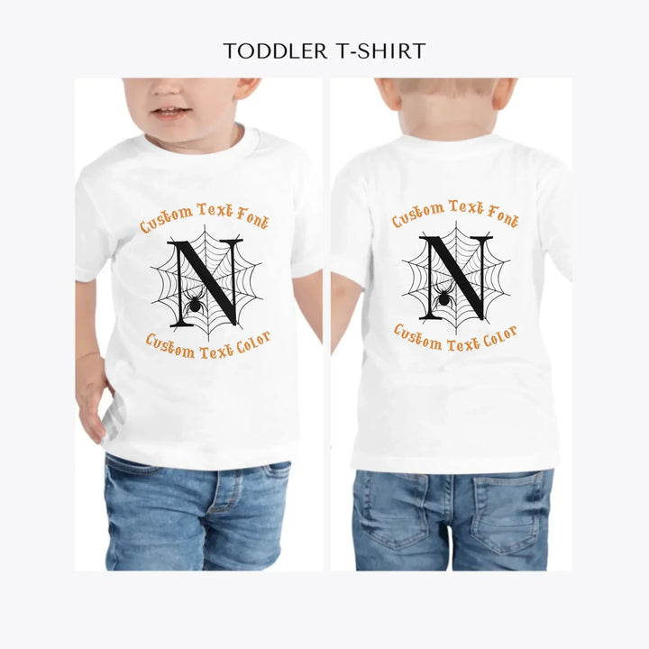 Spider-Web-Initial-personalized-toddler-t-shirt-artfulane