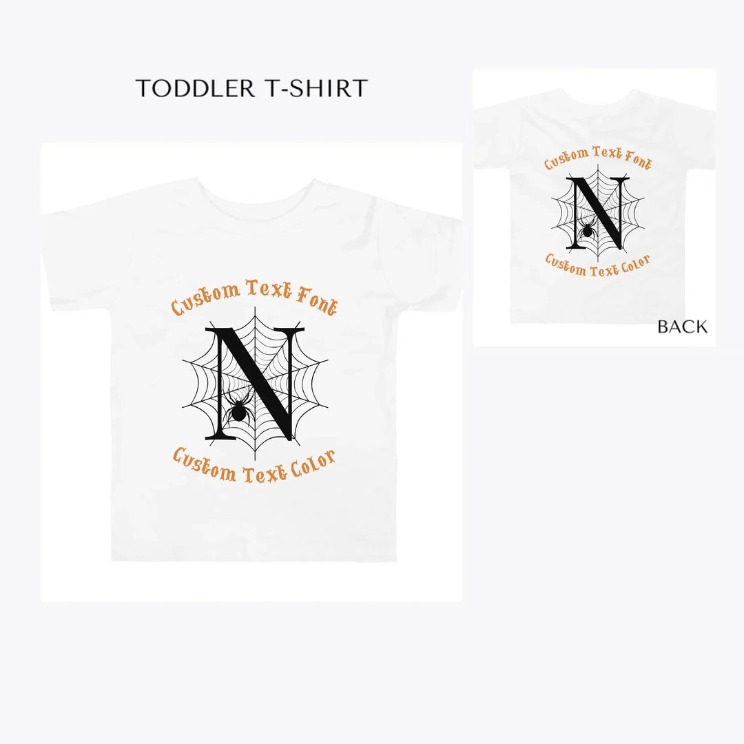 Spider-Web-Initial-toddler-custom-t-shirt-artfulane