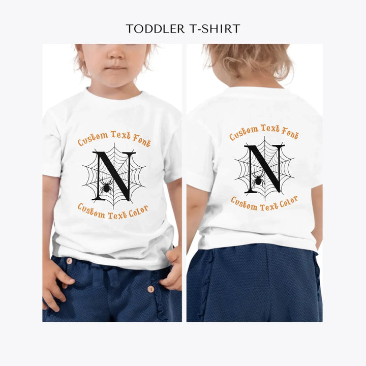Spider-Web-Initial-custom-toddler-t-shirt-artfulane