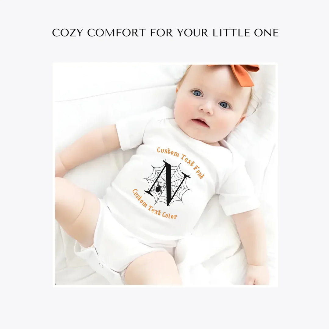 Spider-Web-Initial-custom-baby-bodysuit-artfulane