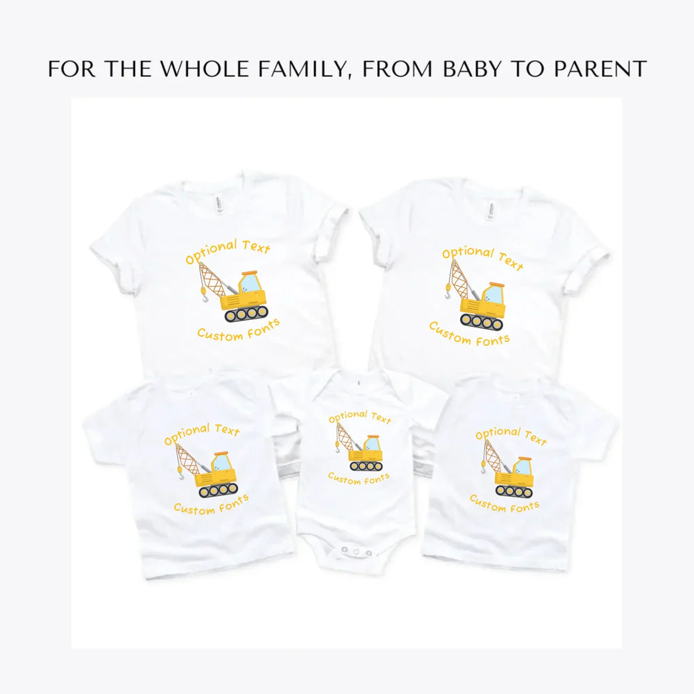 Yellow-Construction-Trucks-custom-t-shirts-adult-youth-toddler-baby-sizes-artfulane