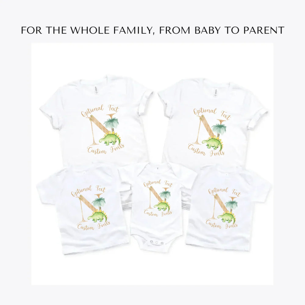 Watercolor-Dinosaur-Letter-custom-t-shirts-adult-youth-toddler-baby-sizes-artfulane