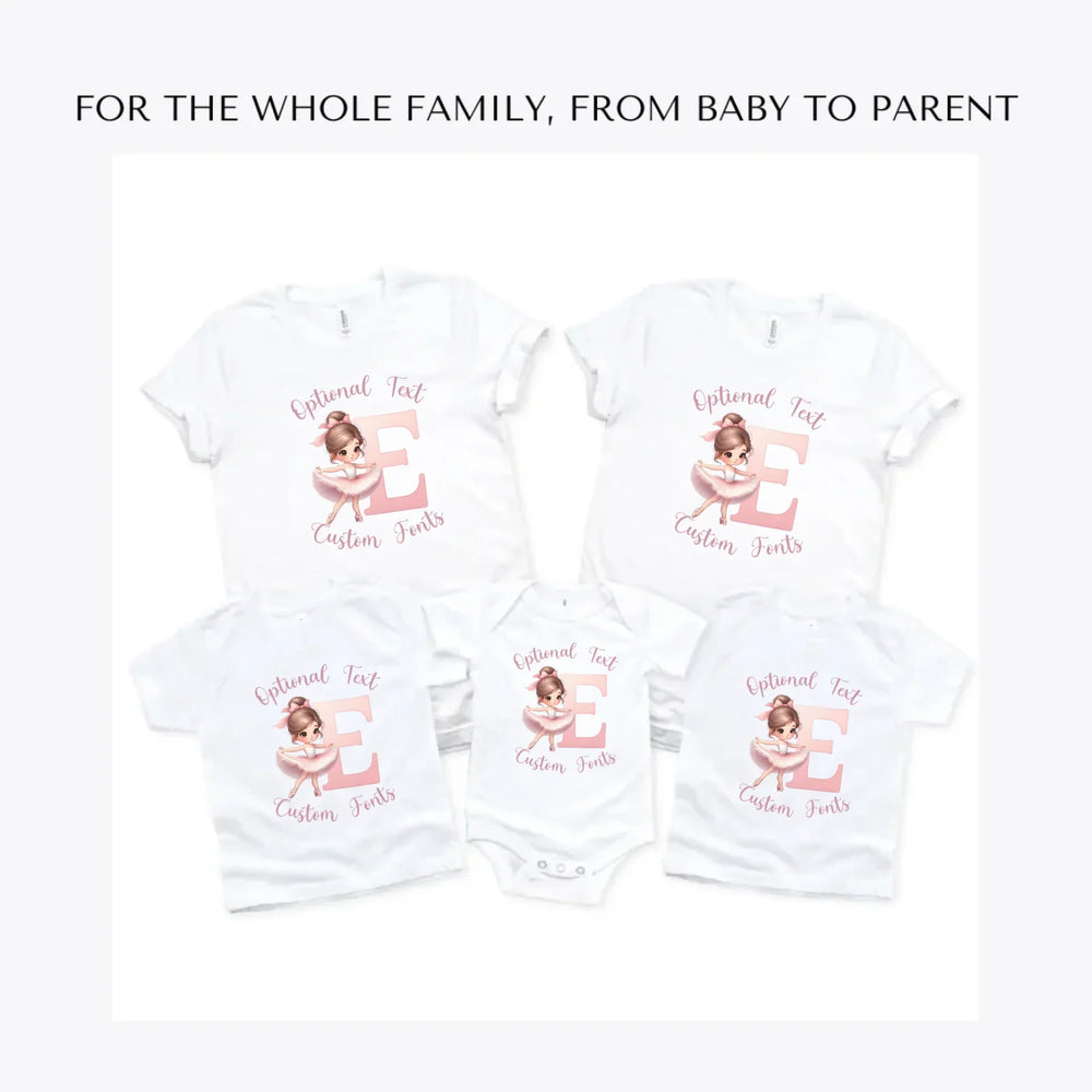 Ballerina-Pink-Initial-custom-t-shirts-adult-youth-toddler-baby-sizes-artfulane