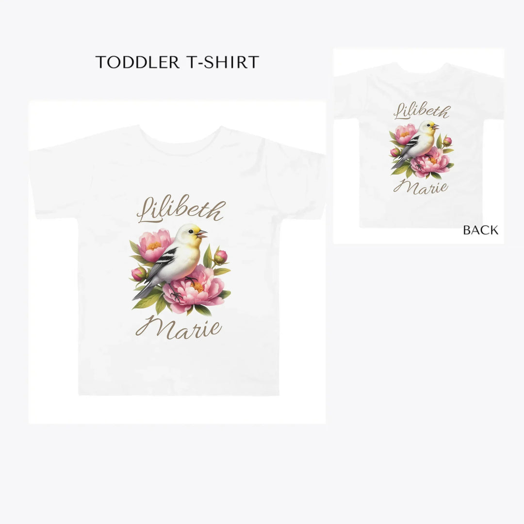 Floral-Spring-Bird-toddler-custom-t-shirt-artfulane