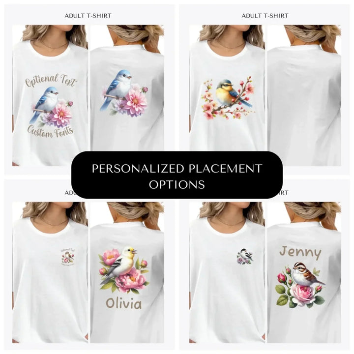 Floral-Spring-Bird-custom-adult-t-shirt-design-placement-front-back-pocket-artfulane