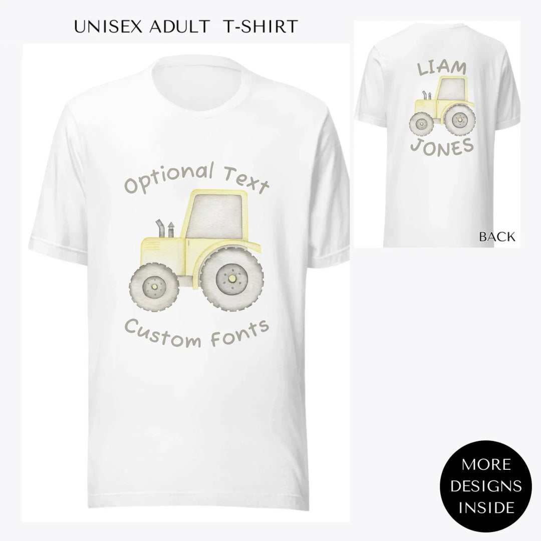 Watercolor-Yellow-Construction-Trucks-custom-men-unisex-adult-t-shirt-artfulane