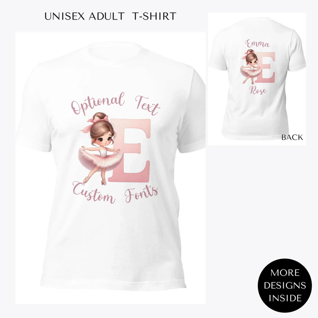 Ballerina-Pink-Initial-custom-women-unisex-adult-t-shirt-artfulane