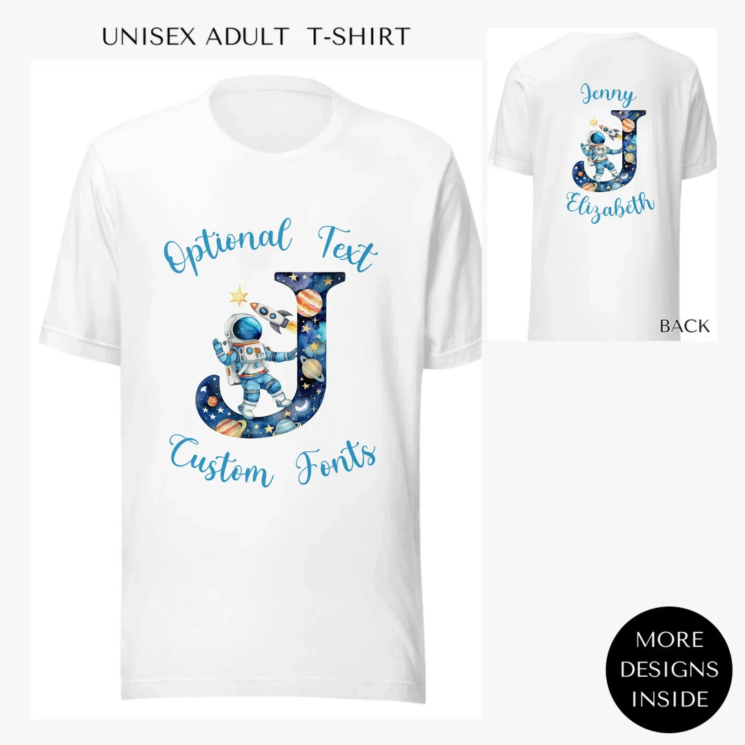 Astronaut-Space-Initial-custom-men-unisex-adult-t-shirt-artfulane