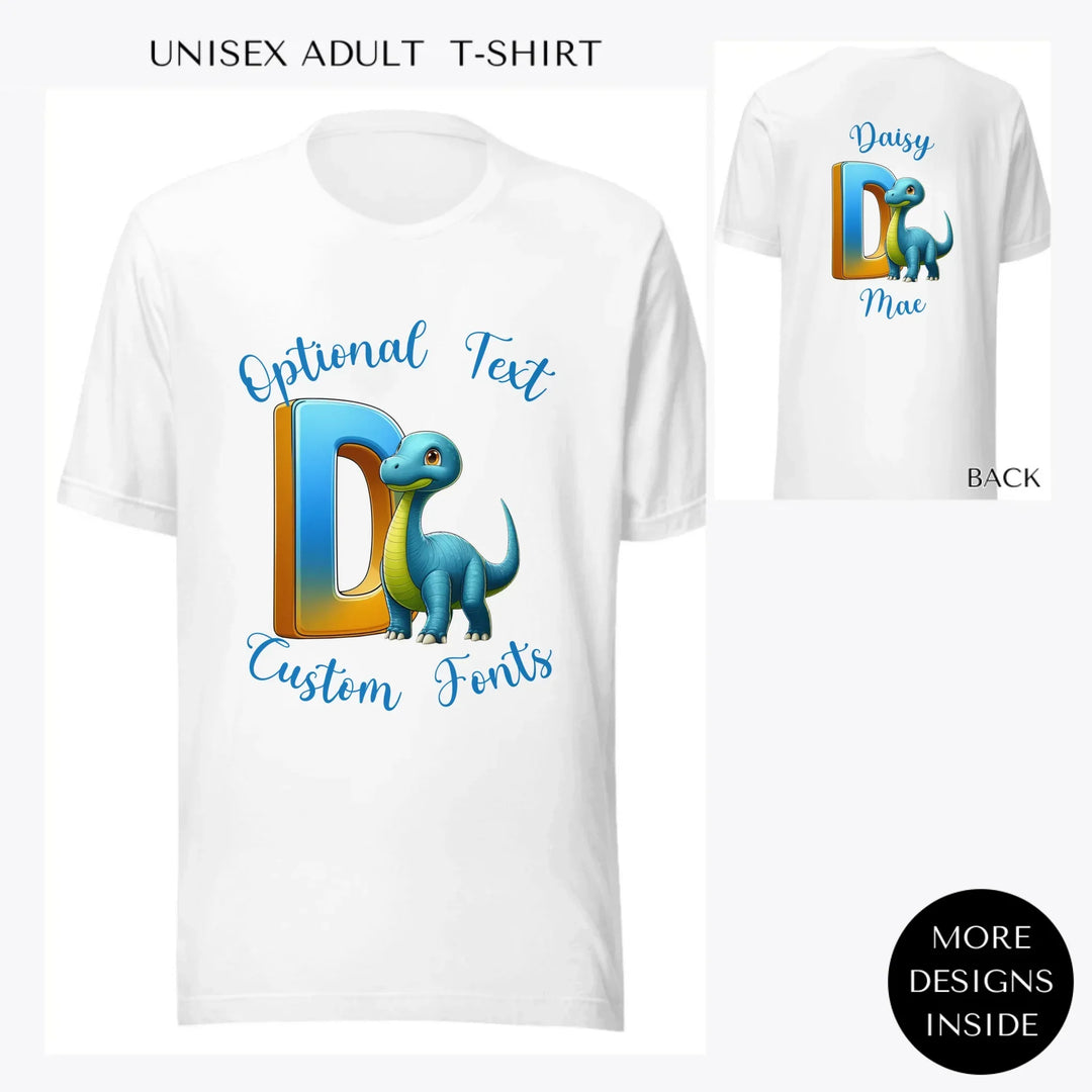 Bright-Dinosaur-Letter-Initial-custom-men-unisex-adult-t-shirt-artfulane