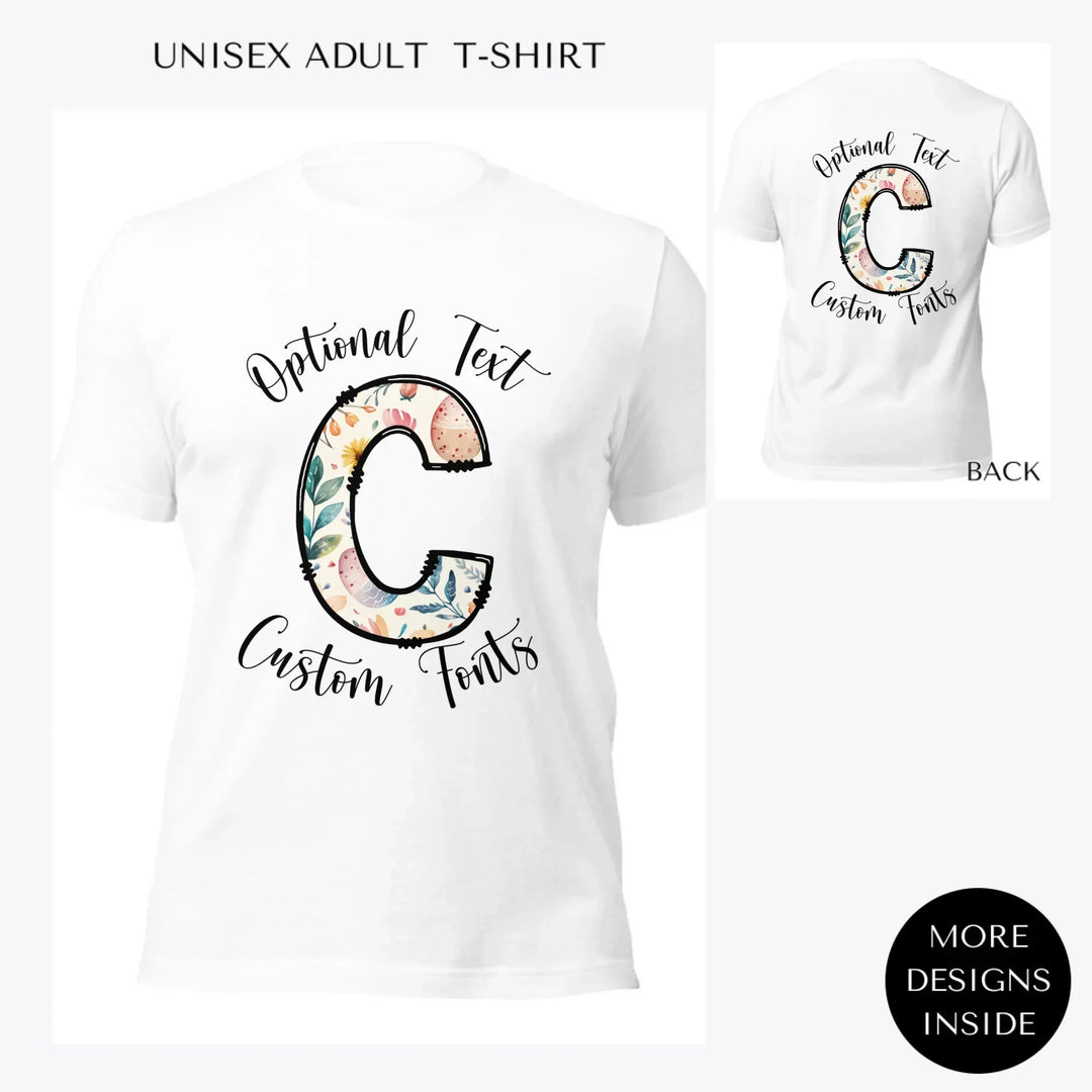 Easter-Doodle-Letter-Initial-custom-women-unisex-adult-t-shirt-artfulane