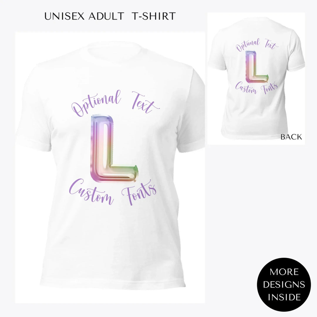 Foil-Balloon-Rainbow-Letter-custom-women-unisex-adult-t-shirt-artfulane
