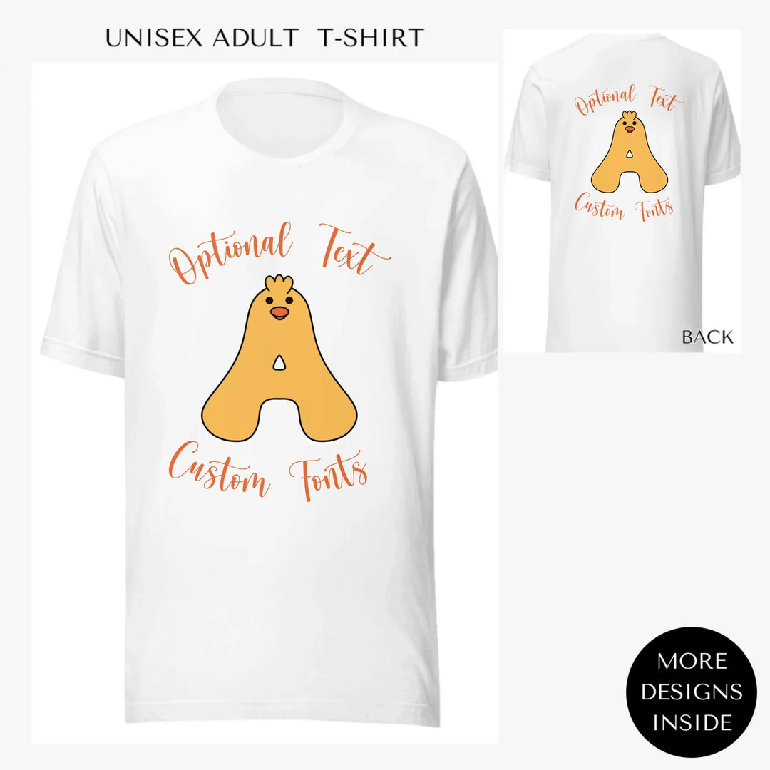 Yellow-Duck-Letter-Initial-custom-men-unisex-adult-t-shirt-artfulane