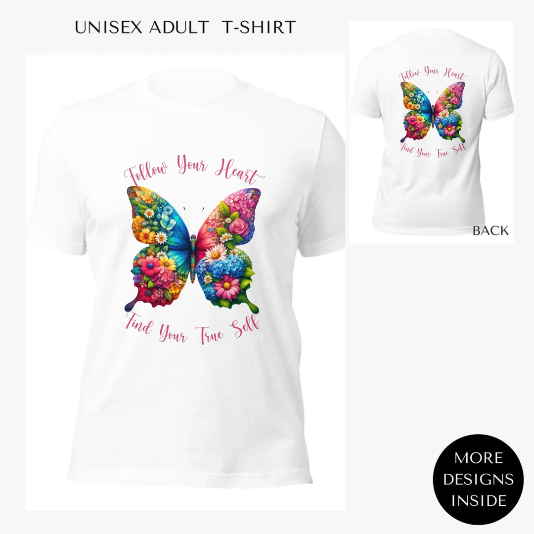 Beautiful-Floral-Butterflies-custom-women-unisex-adult-t-shirt-artfulane