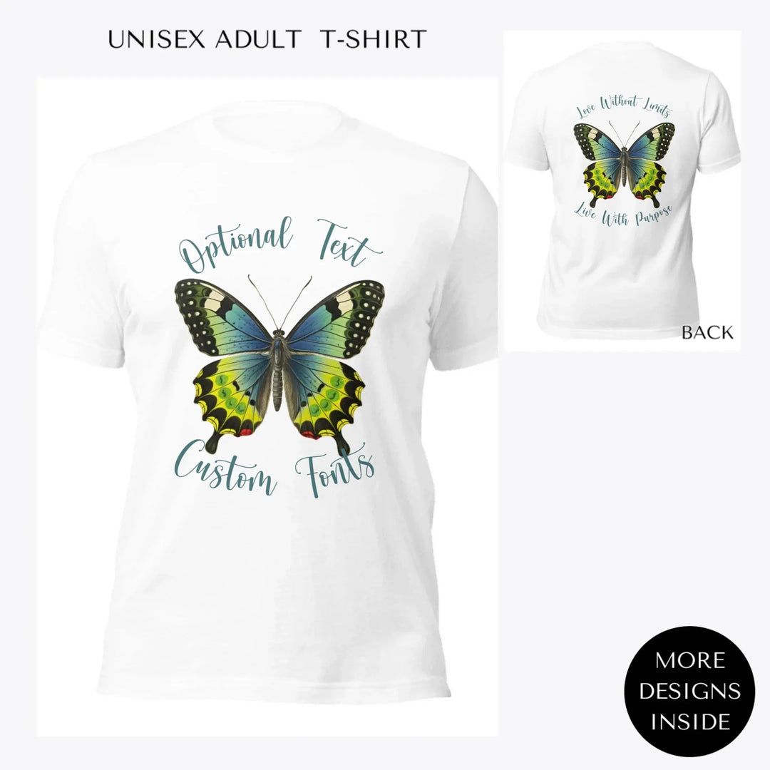 Vintage-Green-Butterflies-custom-women-unisex-adult-t-shirt-artfulane