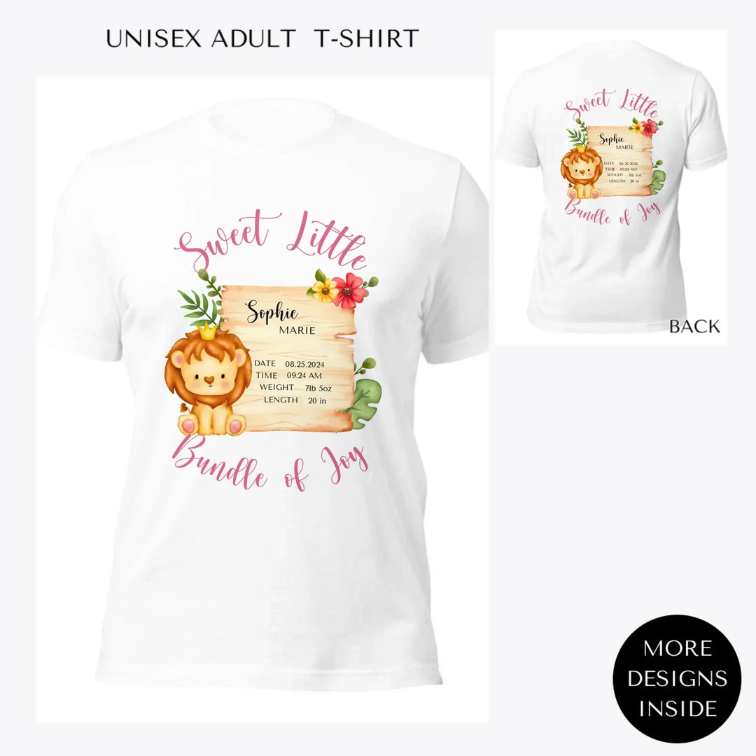 Cute-Lion-Safari-Baby-Announcement-custom-women-unisex-adult-t-shirt-artfulane