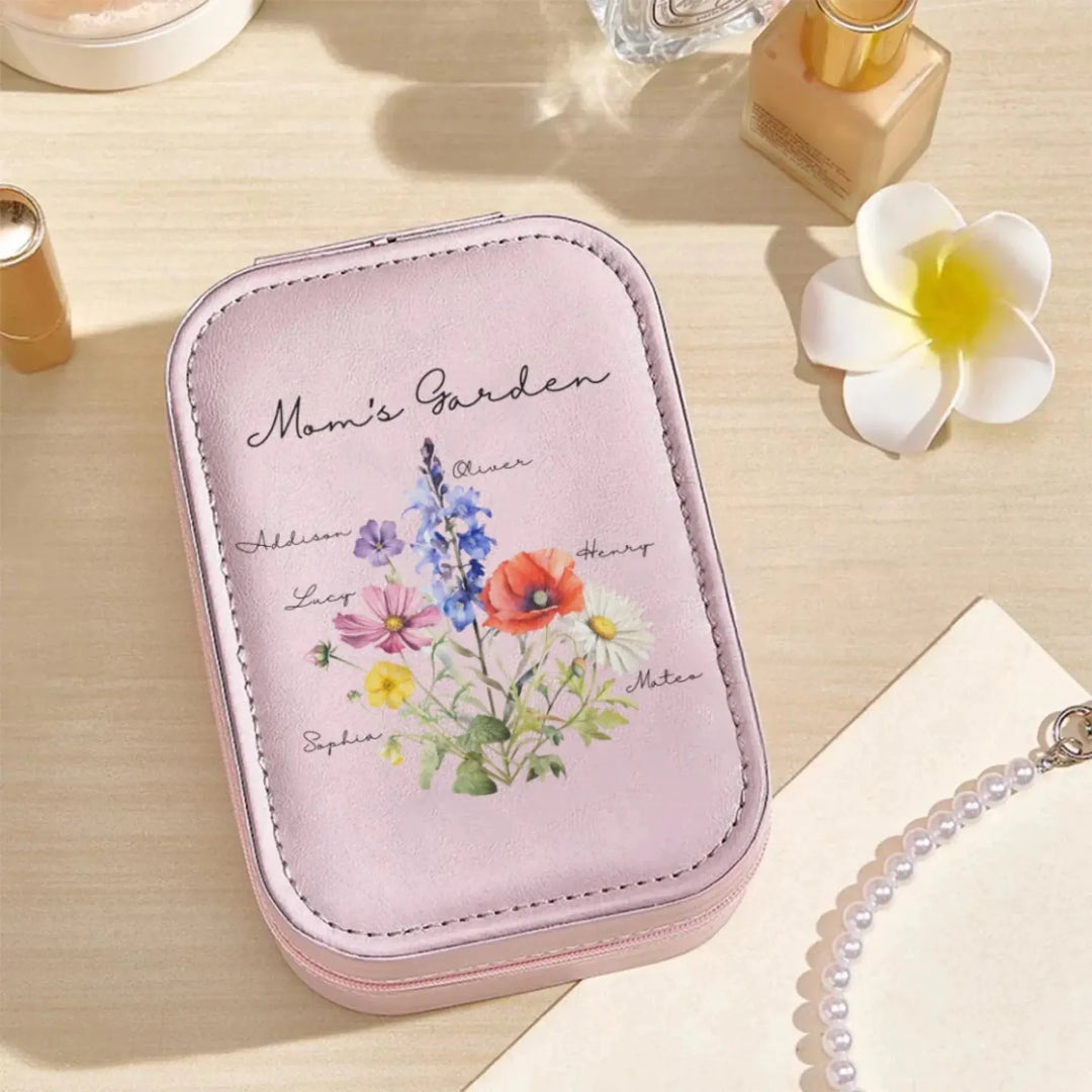 Custom-Birth-Month-Flower-Bouquet-LED-Make-Up-Box-front-view-artfulane