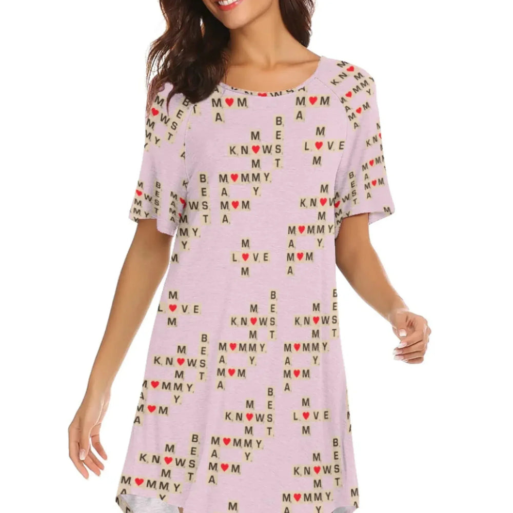 women's-nightgown-mom-knows-best-pink-front-on-model-artfulane