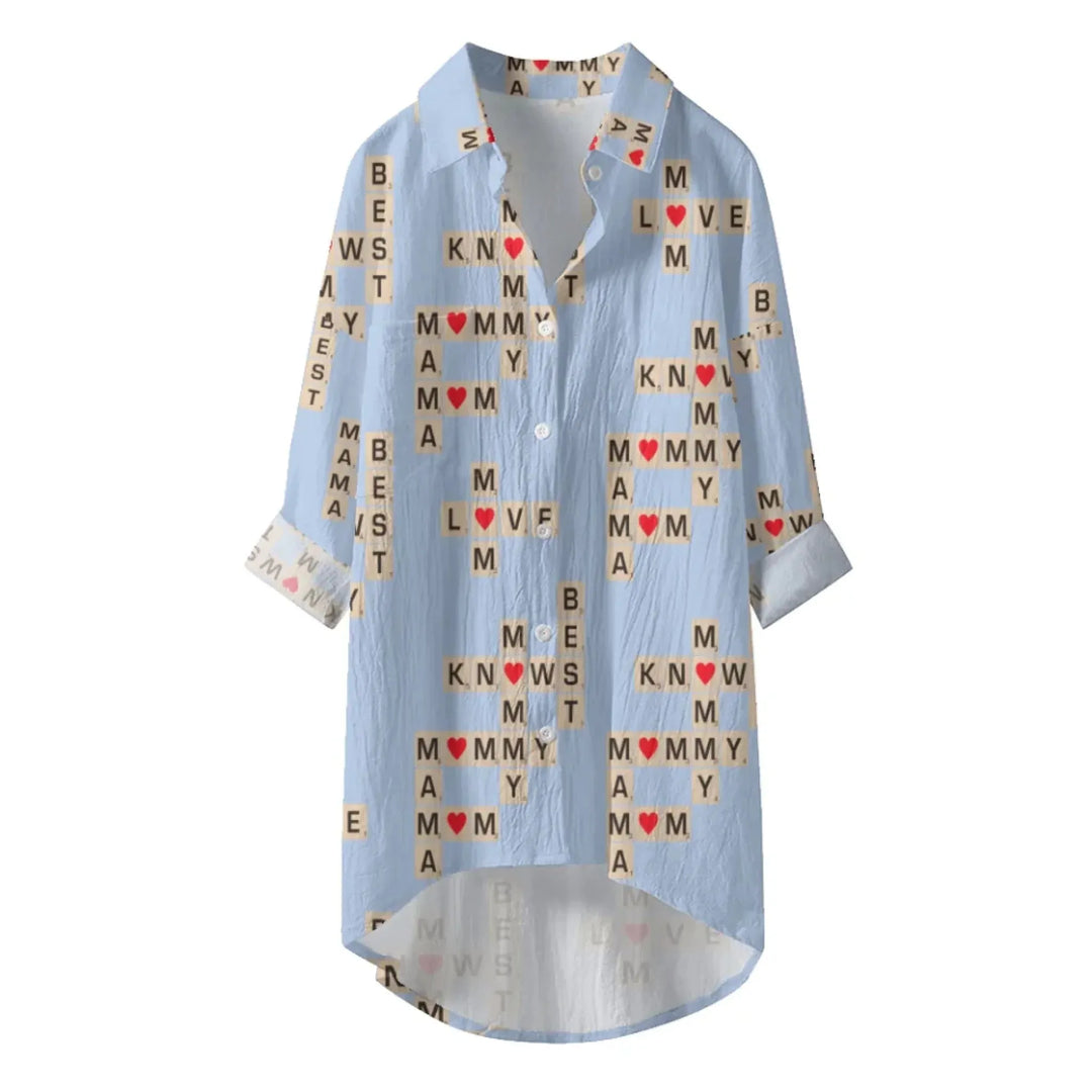 Women’s-Long-Sleeve-Button-Up-Shirt-Dress-Mom-Knows-Best-blue-ARTFULANE