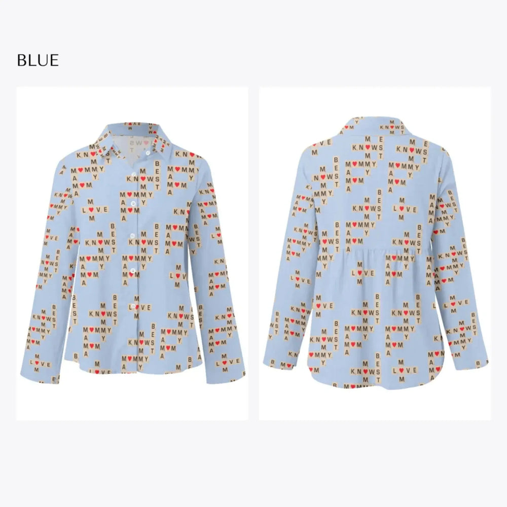 Women's-Linen-Shirt-Mom-Knows-Best-blue-artfulane