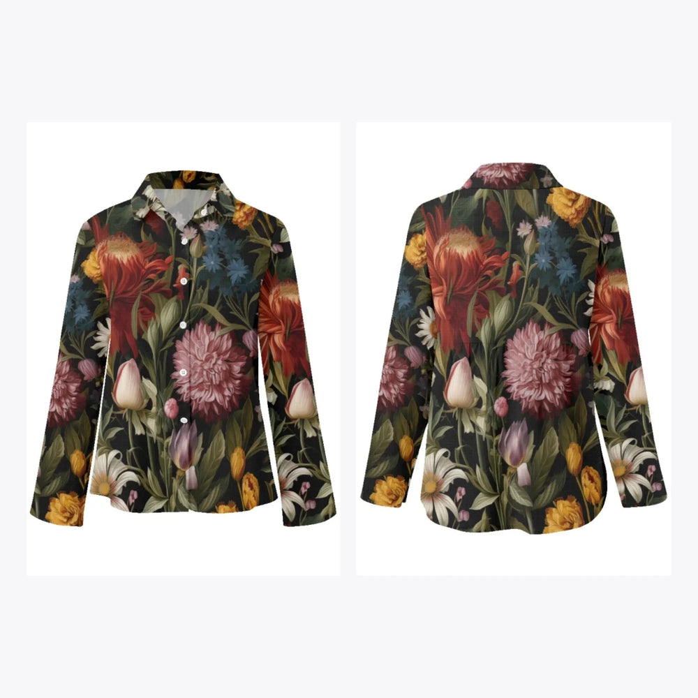 women's-linen-shirt-Boho-and-Natural-Wildflowers-and-Botanicals-Herbarium-Style-artfulane