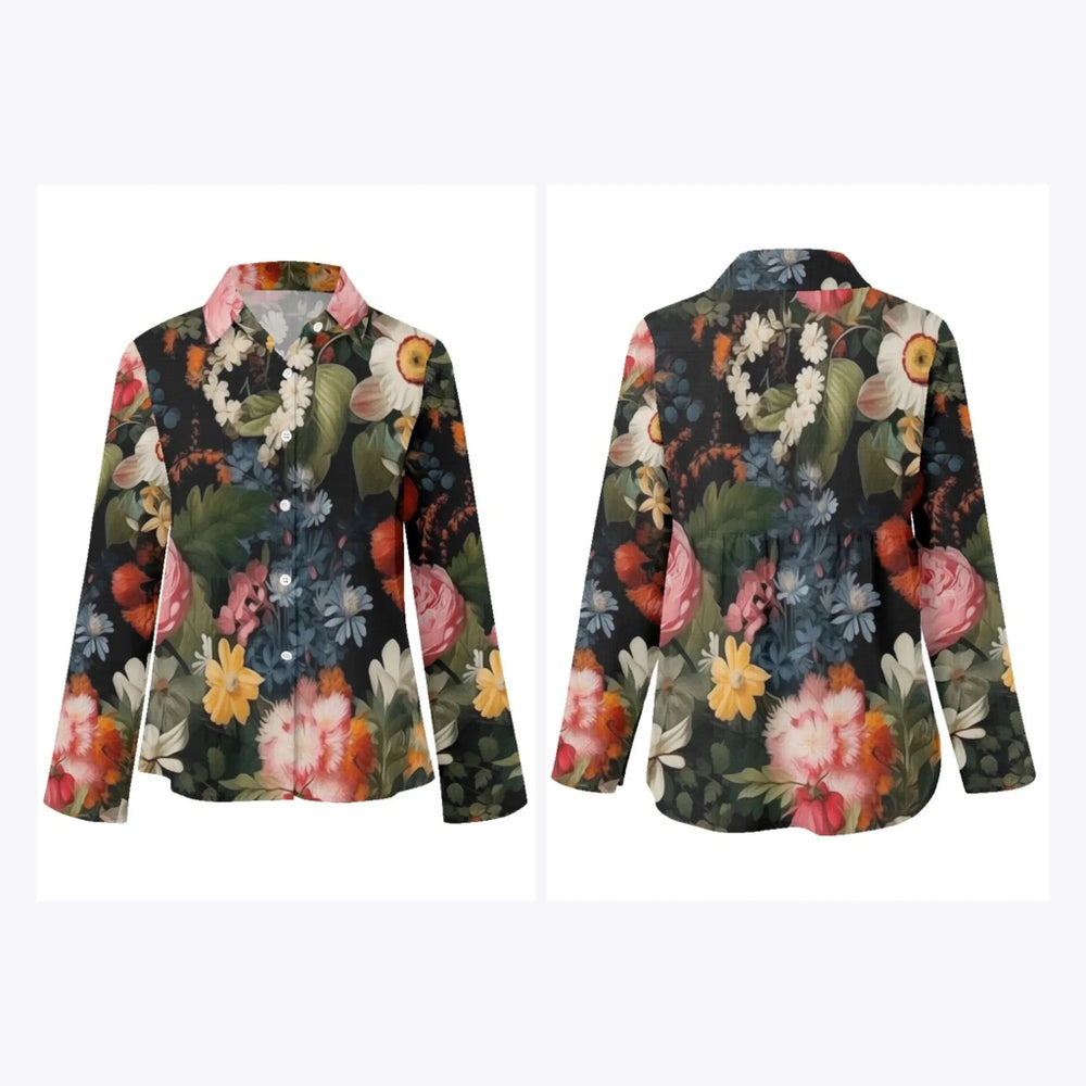 women's-linen-shirt-Boho-and-Natural-Wildflowers-and-Botanicals-Vintage-Florals-artfulane