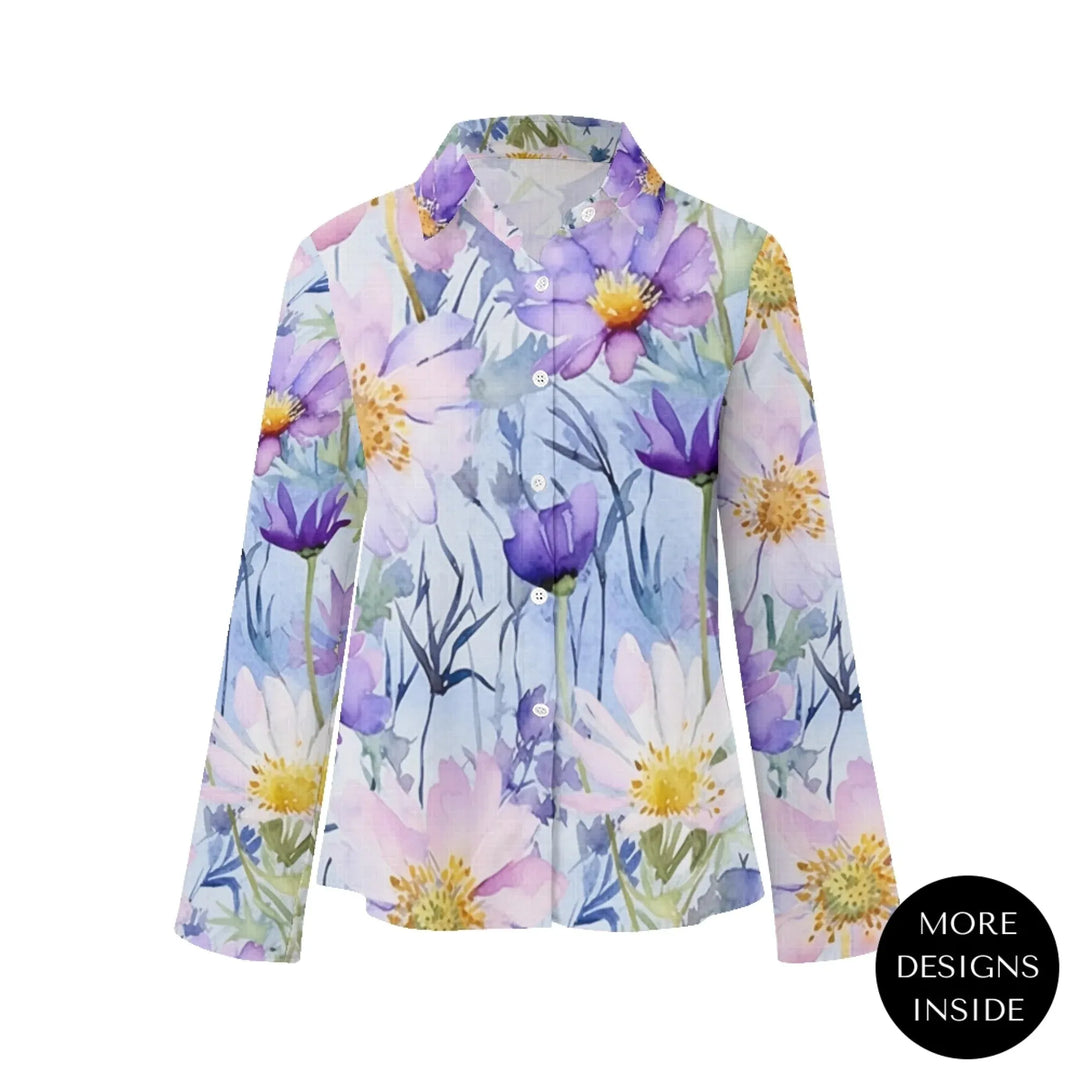 women's-linen-shirt-floral-watercolor-loose-wildflowers-artfulane