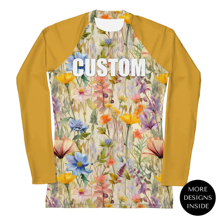 Custom Wildflowers & Botanicals Rash Guard - Herbarium Style