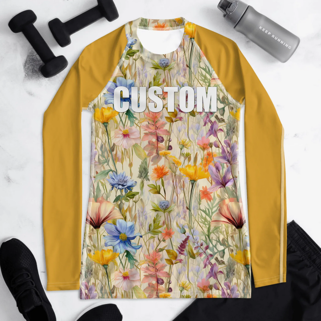 Custom Wildflowers & Botanicals Rash Guard - Herbarium Style