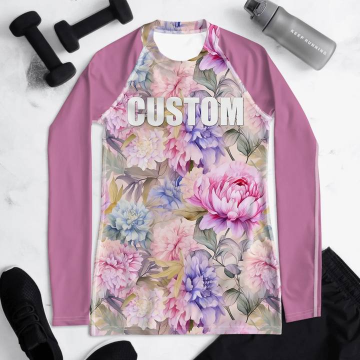 Custom Watercolor Floral Rash Guard - Delicate Blooms