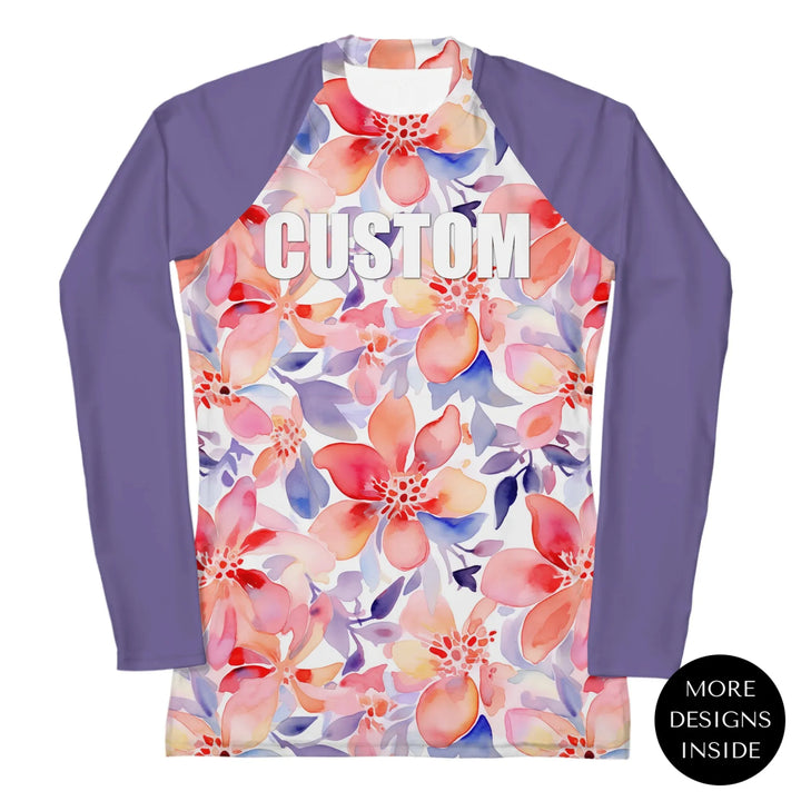 Custom Floral Watercolor Rash Guard - Delicate Blooms