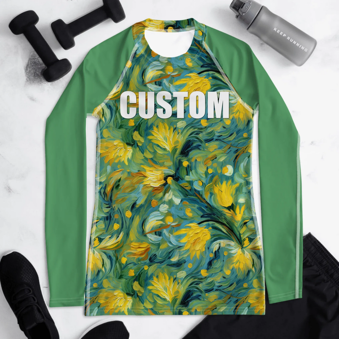 Custom Expressionist Abstract Rash Guard - Bold Brushstrokes