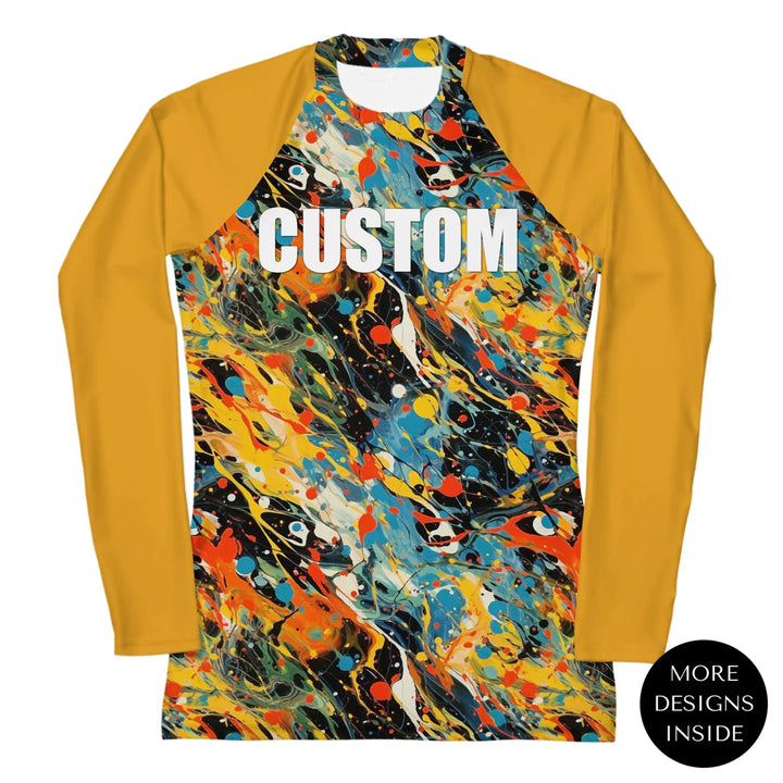 Custom Expressionist Abstract Rash Guard - Bold Brushstrokes