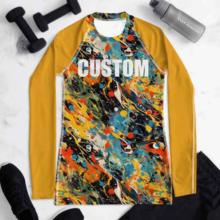 Custom Expressionist Abstract Rash Guard - Bold Brushstrokes