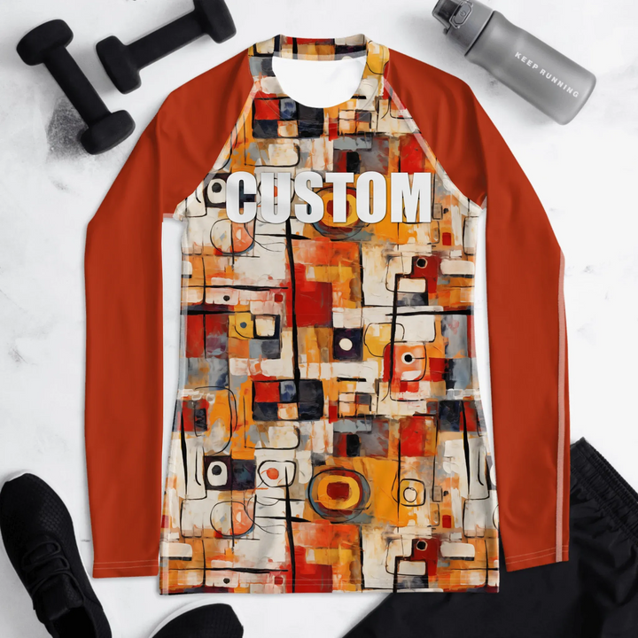 Custom Expressionist Abstract Rash Guard - Distorted Shapes