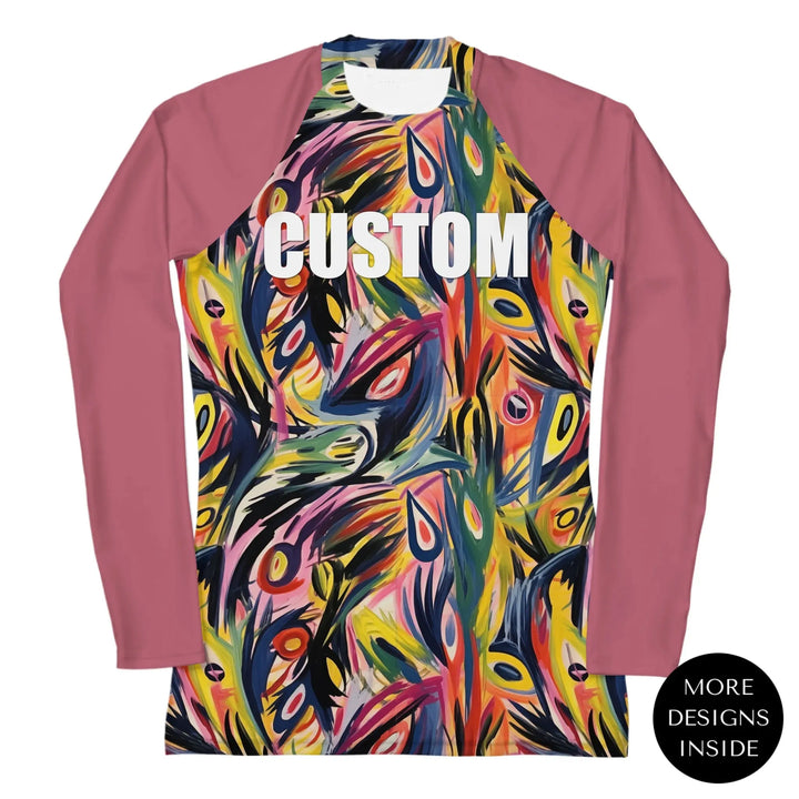 Custom Expressionist Abstract Rash Guard - Contrasting Colors