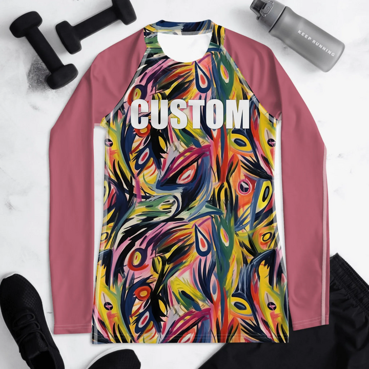 Custom Expressionist Abstract Rash Guard - Contrasting Colors
