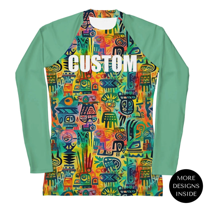 Custom Boho Chic Rash Guard - Tribal Patterns