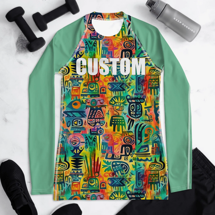 Custom Boho Chic Rash Guard - Tribal Patterns