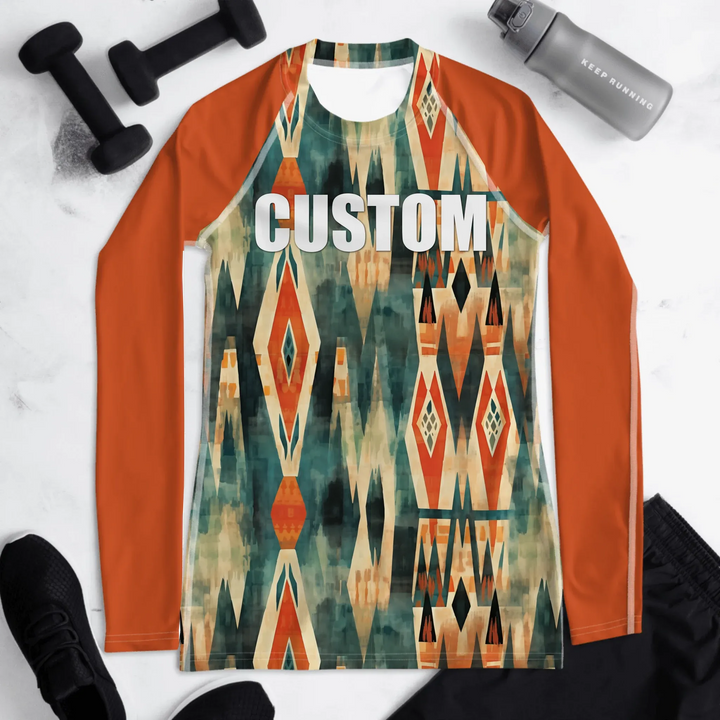 Custom Boho Chic Rash Guard - Tribal Patterns