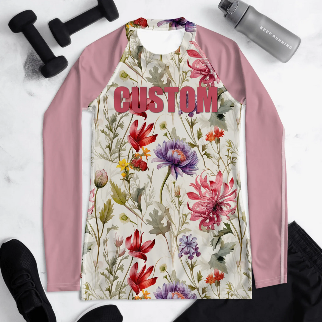 Custom Wildflowers & Botanicals Rash Guard - Watercolor Florals