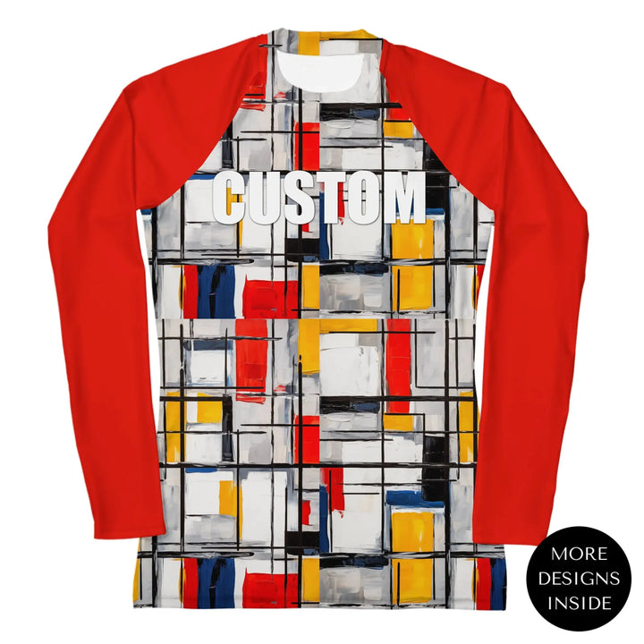Custom Modern Abstract Rash Guard - Color Blocking
