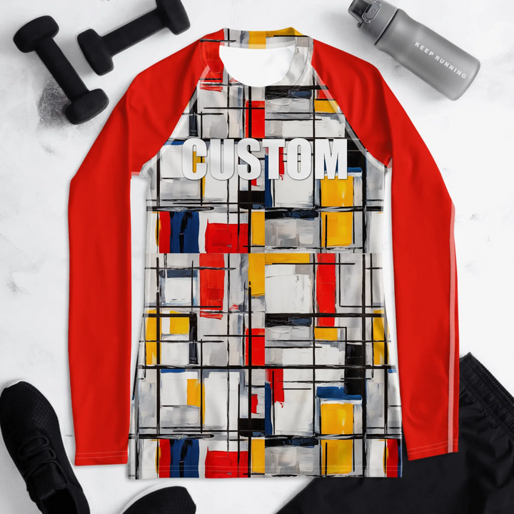 Custom Modern Abstract Rash Guard - Color Blocking