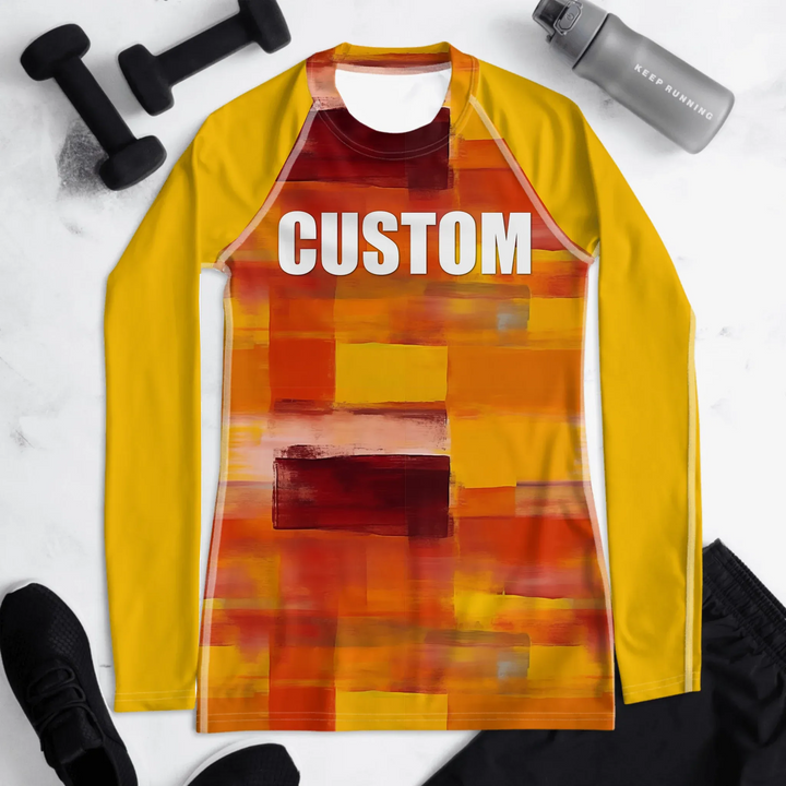 Custom Modern Abstract Rash Guard - Color Blocking