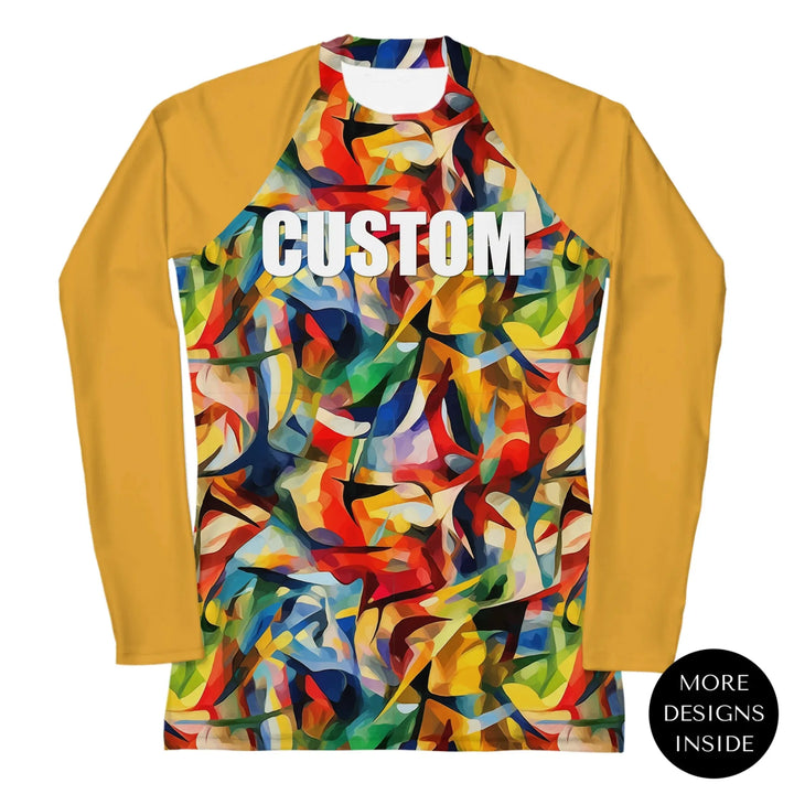 Custom Expressionist Abstract Rash Guard - Contrasting Colors