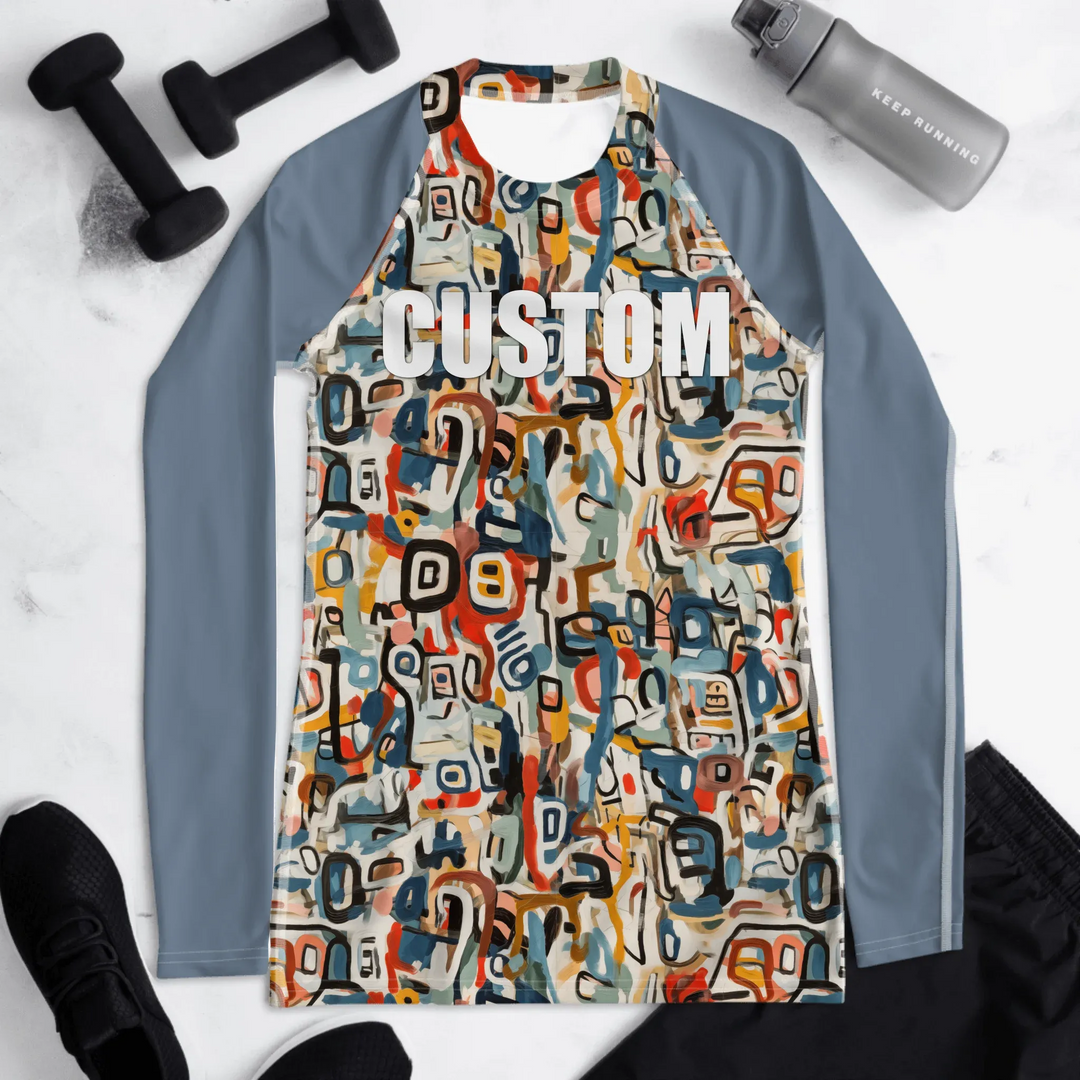Custom Expressionist Abstract Rash Guard - Layered Textures