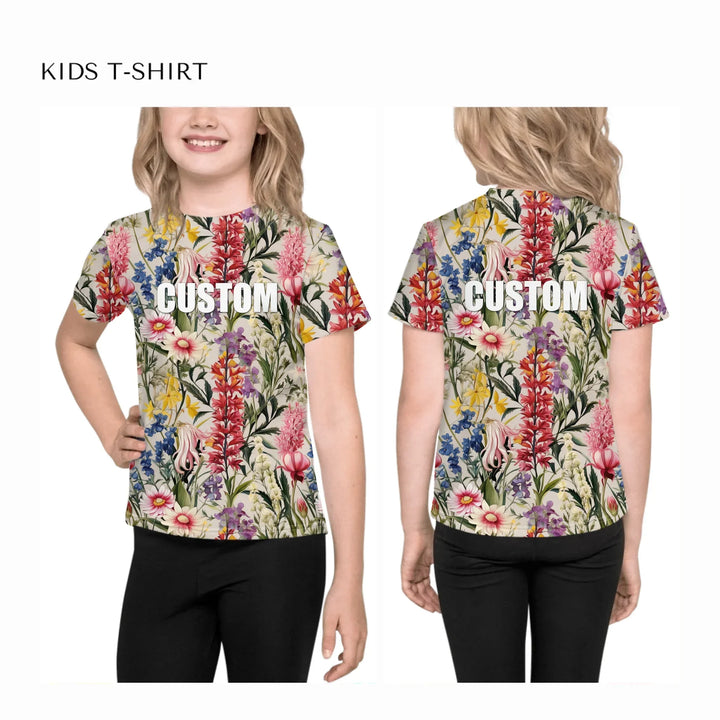 all-over-print-unisex-kids-crew-neck-t-shirt-on-model-front-and-back-artfulane