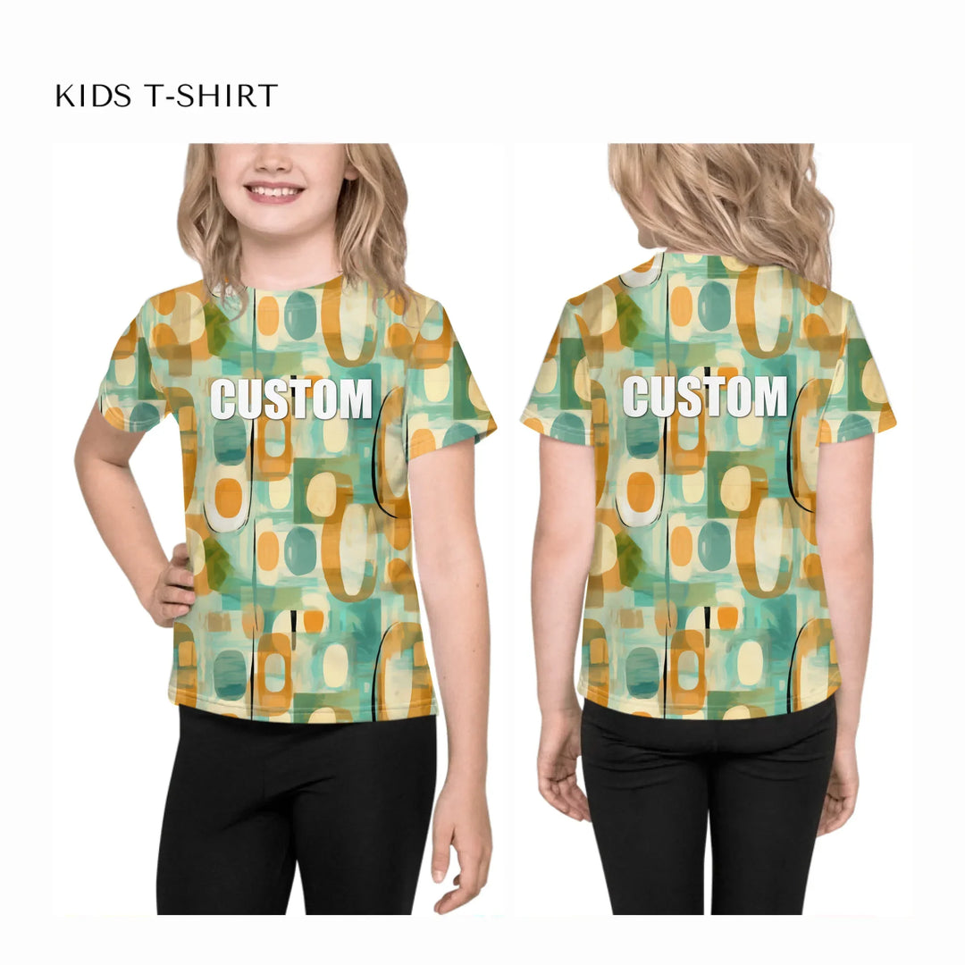 all-over-print-unisex-kids-crew-neck-t-shirt-on-model-front-and-back-artfulane