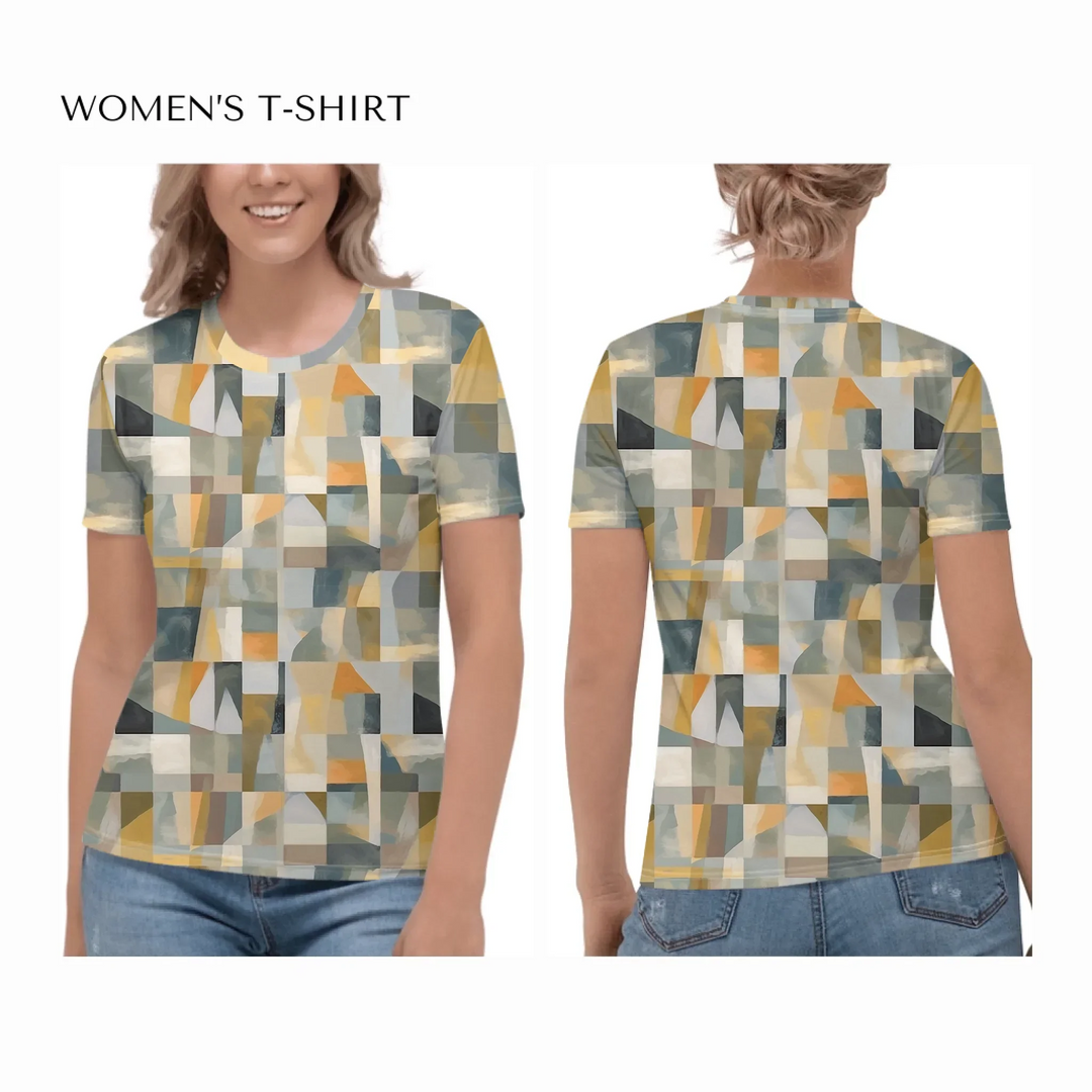 all-over-print-womens-crew-neck-t-shirt-on model-front-and-back-artfulane