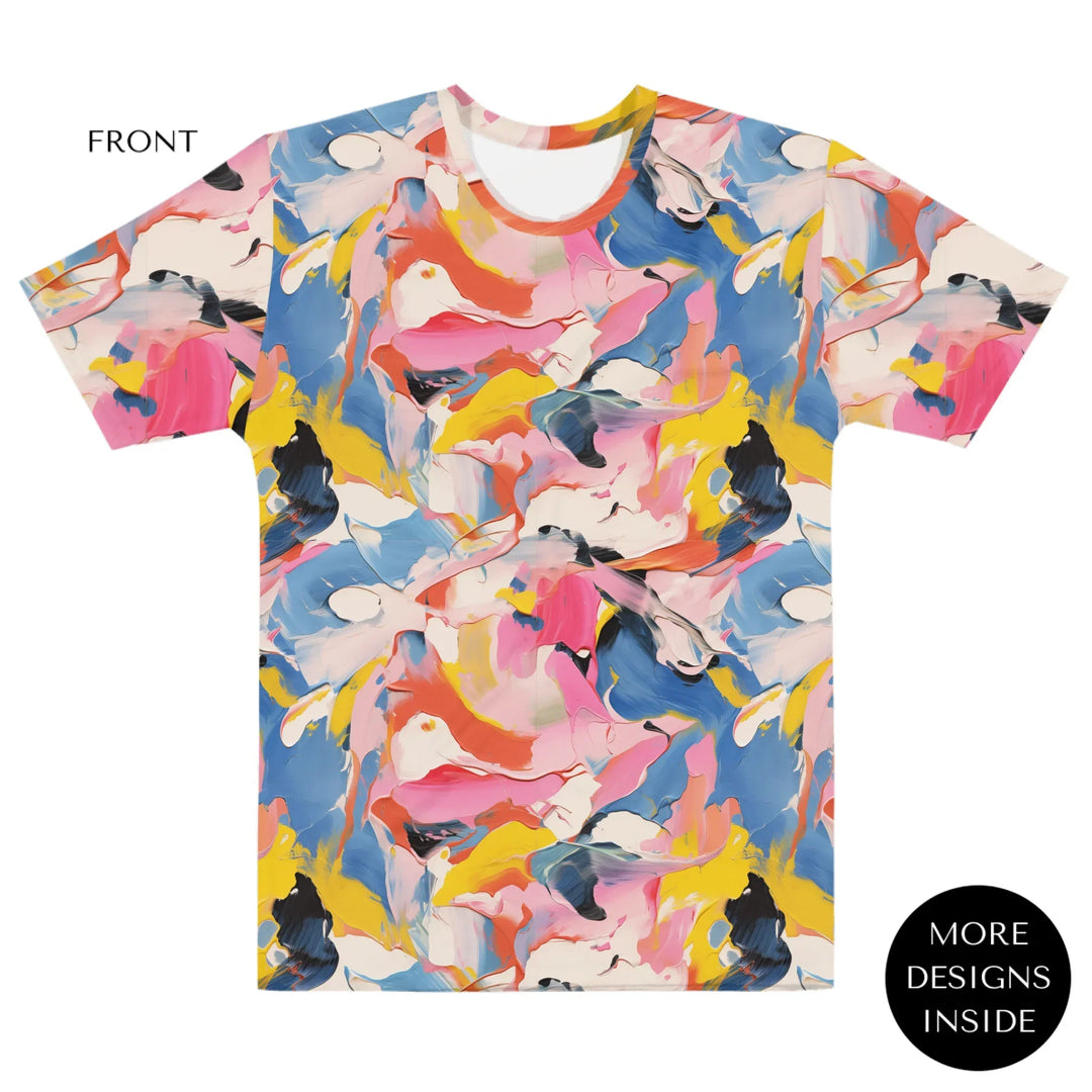 Custom-Modern-Abstract-T-Shirt-Textured-Abstract-all-over-print-womens-crew-neck-t-shirt-artfulane